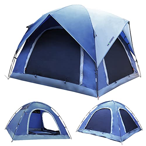 3 Person Tents for Camping, HIKERBRO Small Dome Tent with 2 Upgraded Doors & Half Mesh Ceiling, Waterproof 4 Person Camping Tent with Removable Rainfly, 2/3/4 Person Easy Up Tents for Hiking Traveling