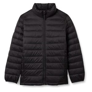 Amazon Essentials Boys' Lightweight Water-Resistant Packable Puffer Jacket, Black, X-Large