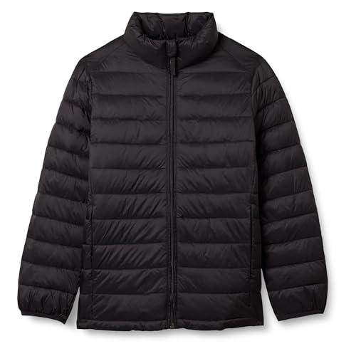 Amazon Essentials Boys' Lightweight Water-Resistant Packable Puffer Jacket, Black, X-Large