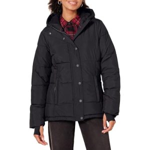 Amazon Essentials Women's Heavyweight Long-Sleeve Hooded Puffer Coat (Available in Plus Size), Black, X-Large