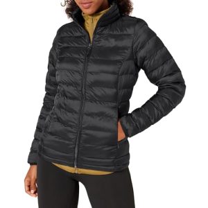 Amazon Essentials Women's Lightweight Long-Sleeve Water-Resistant Packable Puffer Jacket (Available in Plus Size), Black, X-Small