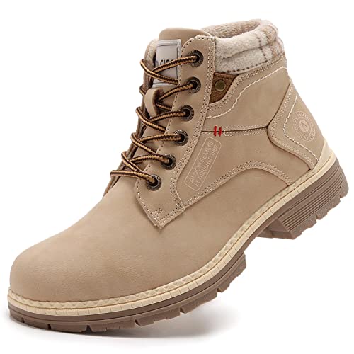 ANJOUFEMME Womens Hiking Snow Winter Boots - Outdoor Waterproof Lightweight Ankle Boots for Women Work Backpacking Boots FNW110-FNW08-BEIGE-6