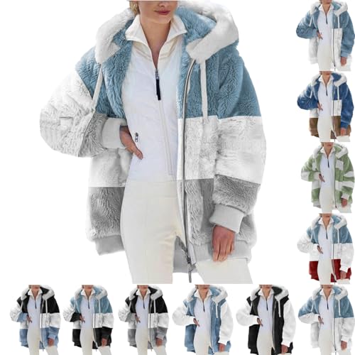 AQAYL Black Deals Friday Deals 2024 Winter Coats for Women 2024 Trendy Fleece Jacket Long Sleeve Faux Fur Coat Fuzzy Sherpa Jacket Long Coat with Hood