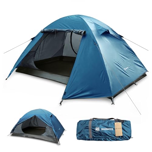 Backpacking Tent for Camping 2/3/4 Person Hiking Ultralight Tent for Waterproof Windproof Outdoor Two Doors Tents Easy Quick Setup Lightweight Tent Instant Tent (Blue, 3-4 Person)