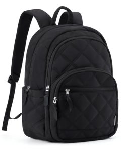 BAGSMAT Travel Laptop Backpack, Cute College Backpack for Women, Quilted Computer Bookbag, Water Resistant 15.6 Inch Laptop Lightweight Casual Bag Backpack