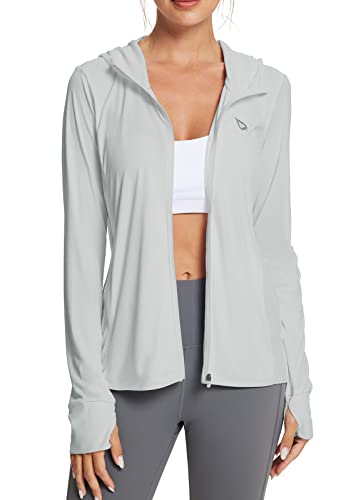 BALEAF Women's UPF 50+ Sun Jacket Quickly Dry Lightweight Moisture Wicking Sunscreen Sun Protection Shirt with Pockets Outdoor Hiking Performance Grey M