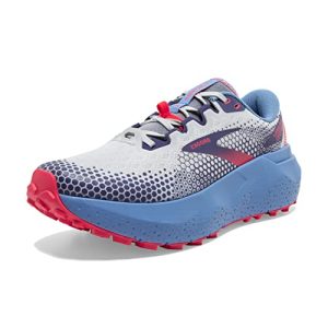 Brooks Women’s Caldera 6 Trail Running Shoe - Oyster/Blissful Blue/Pink - 9 Medium