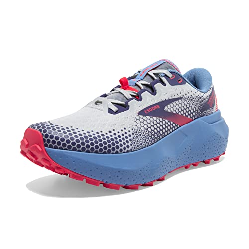 Brooks Women’s Caldera 6 Trail Running Shoe - Oyster/Blissful Blue/Pink - 9 Medium