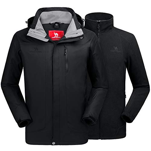 CAMEL CROWN Men’s Ski Jacket 3 in 1 Waterproof Winter Jacket Snow Jacket Windproof Hooded with Inner Warm Fleece Coat