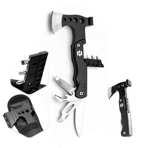 Camping Multitool - Camping Axe - 10 In 1 Stainless Steel Pocket Hatchet Multi tool With Durable Sheath For Outdoor, Survival Gear - Safety Locking Camping Accessories With Wrench by Hayvenhurst