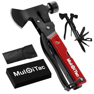 Camping Multitool Hatchet Axe Hammer by MultiTac, 16-in-1 Survival Gear with Knife, Pliers, Saw, Screwdriver, Bottle Opener, Fish Descaler - Unique Birthday Gifts for Men Dad Husband Boyfriend