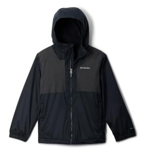 Columbia Youth Boys Rainy Trails II Fleece Lined Jacket, Black/Black Slub, Large