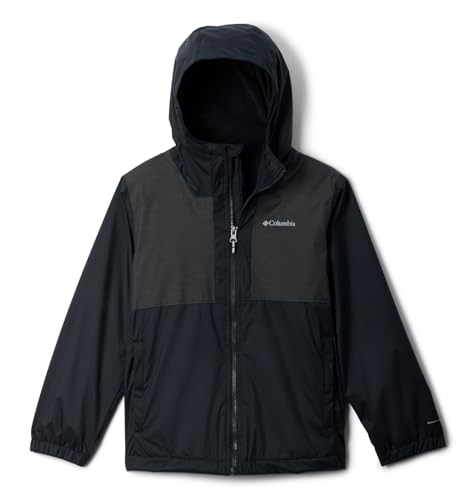 Columbia Youth Boys Rainy Trails II Fleece Lined Jacket, Black/Black Slub, Large