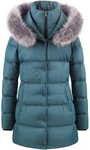 CREATMO US Women's Ladies Insulated Parka Jacket Quilted Zip Front Plus Size Winter Coat Acid Blue 3XL