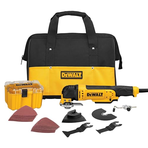 DEWALT Oscillating Tool, 3-Amp, Includes Wood Blades, Sandpaper and Tool Bag, Corded (DWE315K)