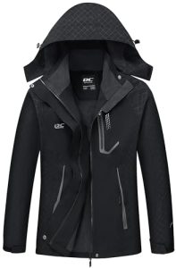 Diamond Candy Women's Waterproof Rain Jacket with Hood Lightweight Outdoors Raincoat Black