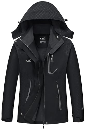Diamond Candy Women's Waterproof Rain Jacket with Hood Lightweight Outdoors Raincoat Black