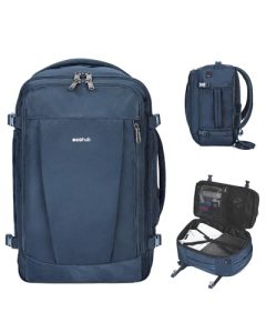 ECOHUB 17'' Travel Backpack, Personal Item Backpack with 13 Pockets, Flight Approved Carry on Backpack with USB Port & Luggage Sleeve, Travel bag for Men & Women, Water Resistant Backpack, Blue