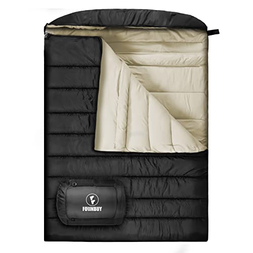 FORINBUY Double Sleeping Bag for Adults,15 Degree and 0 Degree 2 Person Sleeping Bag Cold Weather Queen Size Sleeping Bag for Couples or Family Outoor Camping, RV Traveling