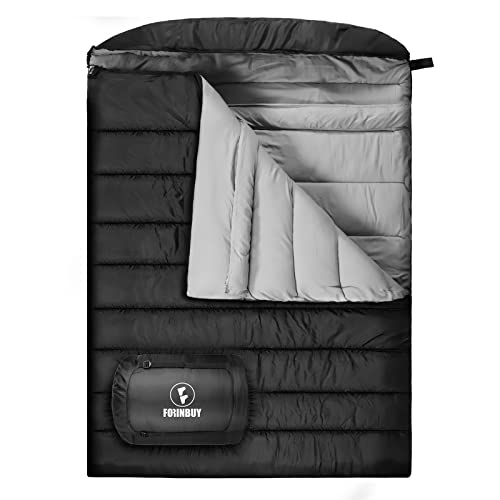 FORINBUY Double Sleeping Bag for Adults,15 Degree and 0 Degree 2 Person Sleeping Bag Cold Weather Queen Size Sleeping Bag for Couples or Family Outoor Camping, RV Traveling