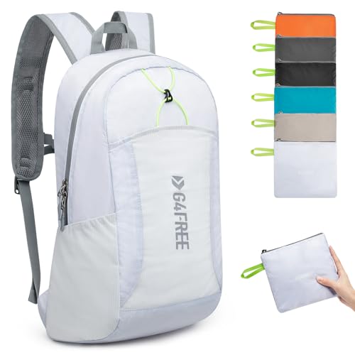 G4Free 24L Lightweight Packable Hiking Backpack Small Sport Travel Daypack Water Resistant for Women Men（White）