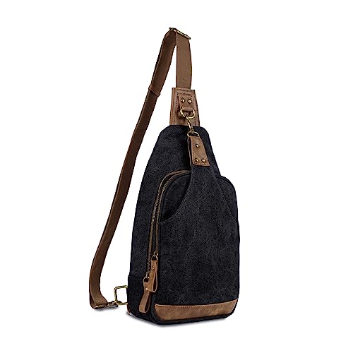 Glacier Canvas Concealed Carry Sling Bag Crossbody Backpack Purse for Men Women_Black