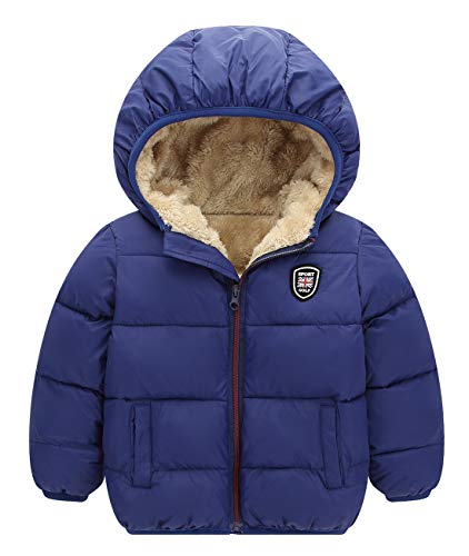 Happy Cherry Boys Blue Winter Hooded Bubble Coat Warm Down Jacket Thick Outerwear for 6 to 7 years old