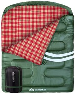 IFORREST Double Sleeping Bag for Adults - 2 Person, 10°F Cold Weather Extra-Wide Cotton Flannel Camping Bed for Couples (All Seasons), Queen-SizeXXL