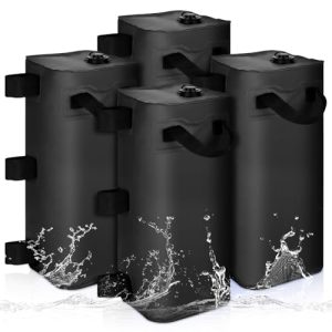 ILLUMINEW 4 Pack Canopy Water Weight Bag, 220 LBS Water Tent Weights Set of 4 Leg Weights for Gazebo, Pop Up Canopy, Canopies, Tent (Black 25L)