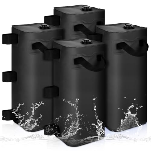 ILLUMINEW 4 Pack Canopy Water Weight Bag, 220 LBS Water Tent Weights Set of 4 Leg Weights for Gazebo, Pop Up Canopy, Canopies, Tent (Black 25L)