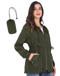 JTANIB Women Packable Rain Jacket Waterproof Lightweight Raincoat Hooded for Hiking Outdoor Travel