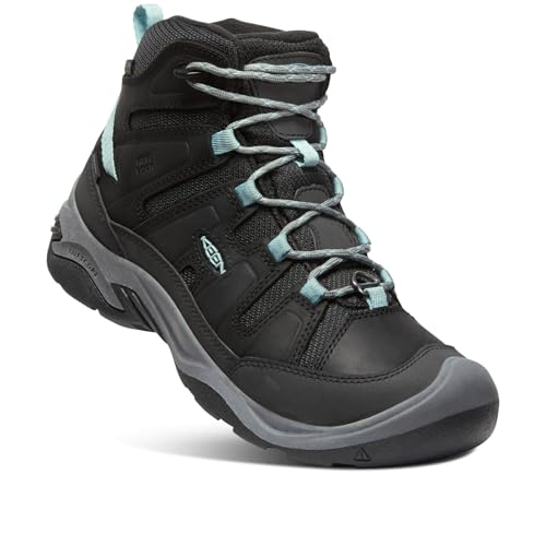 KEEN Women's Circadia Mid Heigh Polar Insulated Waterproof Hiking Boots, Black/Cloud Blue, 8.5