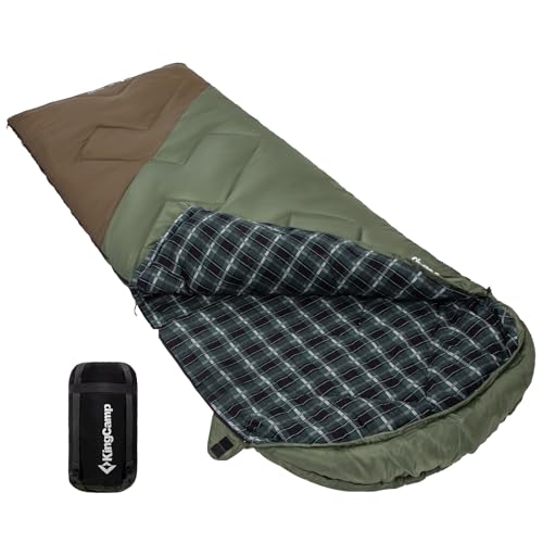 KingCamp Sleeping Bag for Adults, Winter | Flannel Lined Cold Weather 3-4 Season Sleeping Bag, Big and Tall Sleeping Bags, Lightweight, Water-Resistant for Camping, Backpacking, Hiking