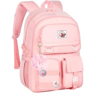 Laptop Backpack for Girls, Women College School Bookbag, 15.6" Cute Aesthetic Computer Water Resistant Anti Theft School Bags for Teens Girls Students - Pink