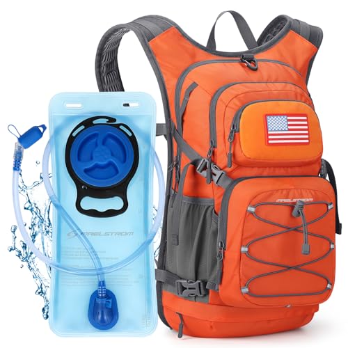 Maelstrom Hydration Backpack, Hiking Backpack with 2L Water Bladder, High Flow Bite Valve Water Backpack Men Women Lightweight Insulation for Hiking, Cycling, Running, Climbing, Camping