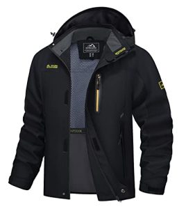 MAGCOMSEN Rain Coats For Men Waterproof Jacket Windproof Water Resistant Lightweight Jacket Quick Dry Camping Coat Black