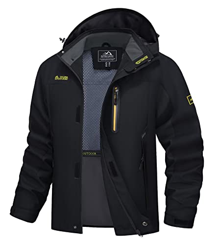 MAGCOMSEN Rain Coats For Men Waterproof Jacket Windproof Water Resistant Lightweight Jacket Quick Dry Camping Coat Black