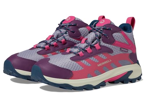 Merrell Moab Speed 2 MID Waterproof Hiking Boot, Berry/Navy, 2 US Unisex Big Kid