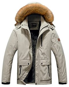 MOERDENG Men's Winter Snow Coat Warm Ski Jacket Waterproof Hooded Work Outerwear