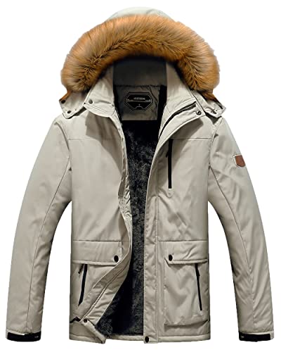 MOERDENG Men's Winter Snow Coat Warm Ski Jacket Waterproof Hooded Work Outerwear