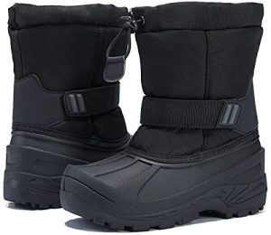 MORENDL Toddler Snow Boots Classic Winter Outdoor Waterproof Slip Resistant Kids Boots for Cold-Weather Hiking Black 1 US Little Kid