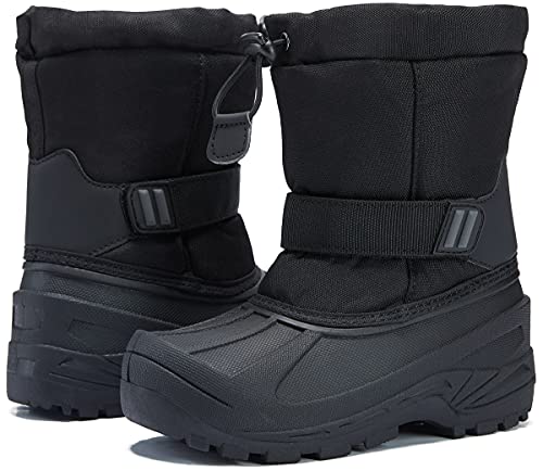 MORENDL Toddler Snow Boots Classic Winter Outdoor Waterproof Slip Resistant Kids Boots for Cold-Weather Hiking Black 1 US Little Kid