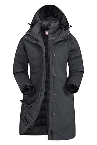 Mountain Warehouse Alaskan Womens Long 3 in 1 Jacket Jet Black Womens Size 10 US