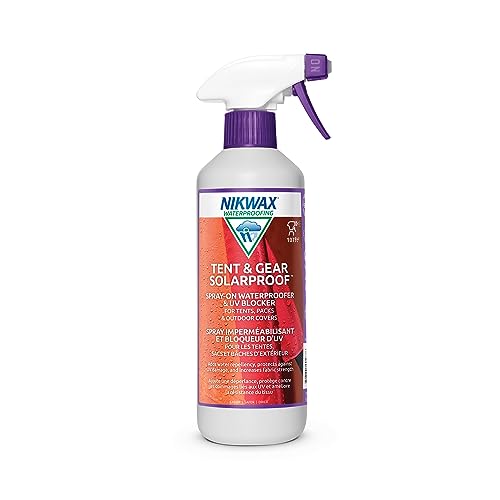 Nikwax Tent & Gear, Tent & Gear Solarproof, 500ml, Spray Waterproofing and UV Protector, Rain Protector, Restores DWR Water Repellency on Outdoor Fabric, Rain Fly, Canvas, Backpacks