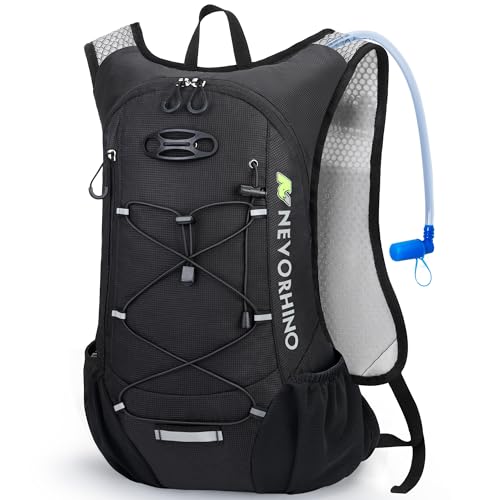 N NEVO RHINO Lightweight Hydration Backpack, Running Backpack with 2L Water Bladder, Hydro Water Daypack for Cycling Hiking Rave for Men Women