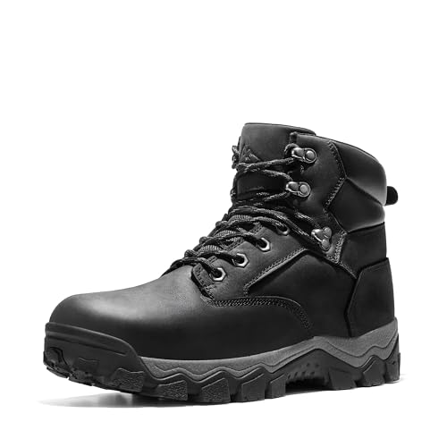 NORTIV 8 Men's Hiking Boots Waterproof Ankle High Outdoor Trekking Leather Boots,Size 8.5,BLACK,SNHB233M
