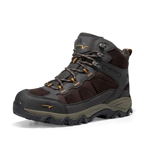 NORTIV 8 Men's Hiking Boots Waterproof Trekking Outdoor Mid Backpacking Mountaineering Shoes Size 10.5 M US Brown JS19004M