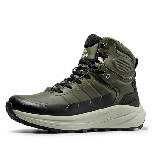 NORTIV 8 Men's Waterproof Hiking Boots Lightweight Non-Slip Outdoor Ankle Trekking Boots,Size 10.5,Army Green,SNHB241M