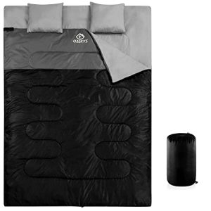 oaskys Double Sleeping Bag for Adults with 2 Pillows - Queen Size XL Waterproof Sleeping Bag for All Season Camping Hiking Backpacking 2 Person Sleeping Bags for Cold Weather & Warm