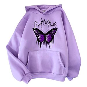Ollysqiar Women's Print Long Sleeved Sweatshirt Blouse Pullover Solid Color Hooded,under 1 dollar,clerance,5 cent items, tshirt